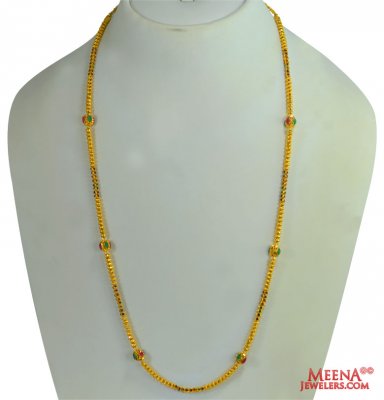 22 Kt Gold Long Meenakari Chain ( 22Kt Long Chains (Ladies) )