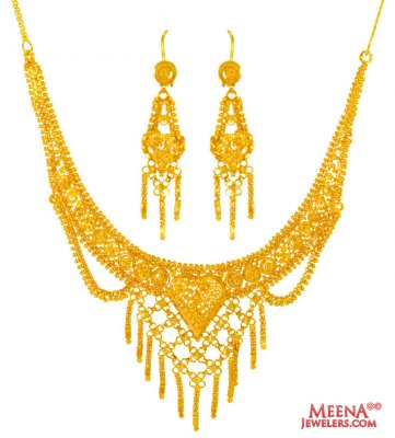 22Kt Gold Necklace Earring Set ( 22 Kt Gold Sets )