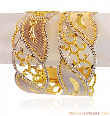 22K Designer Rhodium Bangle Set ( Two Tone Bangles )