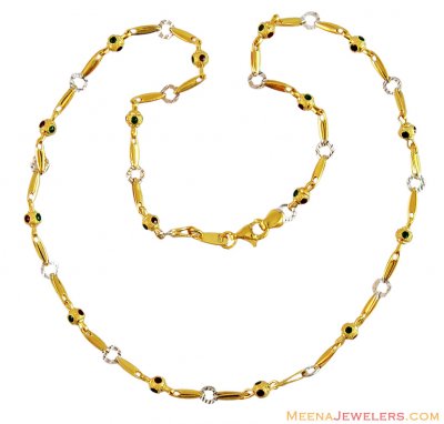 22k Fancy Meena Balls Chain  ( 22Kt Gold Fancy Chains )