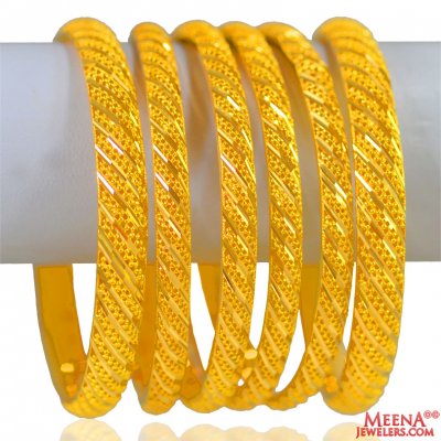 22K Gold Bangles Set of 6 ( Set of Bangles )