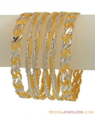 22K 2Tone Laser Bangle Set ( Set of Bangles )