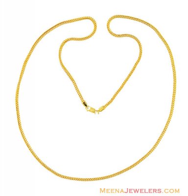 22K Fancy Plain Gold Chain(30 in) ( Plain Gold Chains )