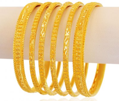 22K Gold Bangles Set of 6 ( Set of Bangles )