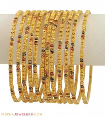 22K Gold Churis (12 Pcs Set) ( Set of Bangles )