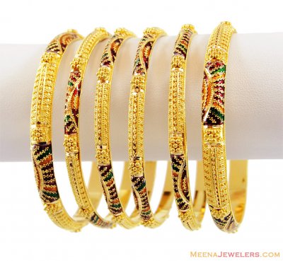 22k Meenakari Bangles Set(Set of 6) ( Set of Bangles )