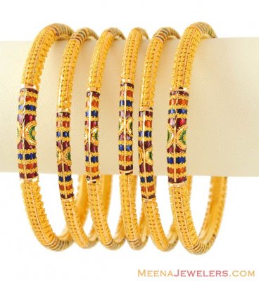 22K Meenakari Bangles Set - BaSt6289 - 22k Gold Indian Bangles (set of ...