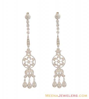 Long White Gold Earrings 18K  ( Long Earrings )