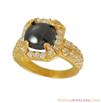 22K Gold Fancy Cz Ring  ( Ladies Rings with Precious Stones )