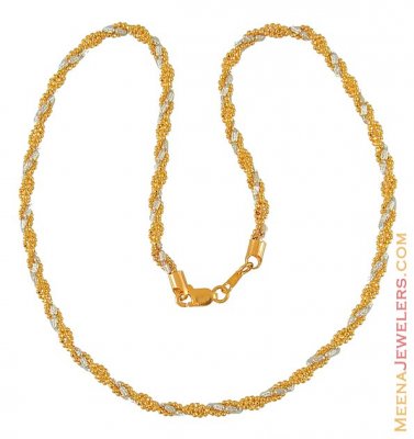Twisted Two Tone Chain (22k gold) ( 22Kt Gold Fancy Chains )