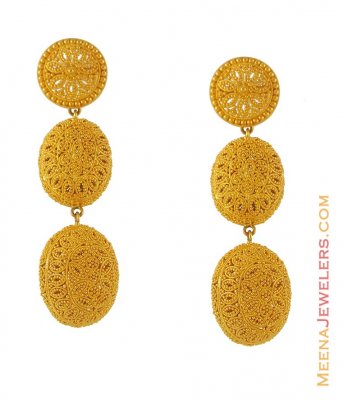 21K Gold Filigree Earrings ( Long Earrings )