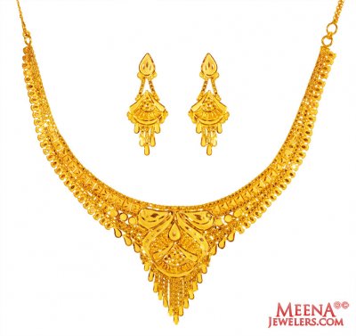 22 Karat Gold Necklace Earring Set ( 22 Kt Gold Sets )