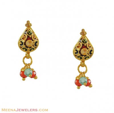 22k Meenakari Earrings ( 22Kt Gold Fancy Earrings )