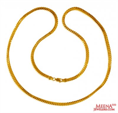 22K Gold Flat Fox Tail Chain ( Plain Gold Chains )