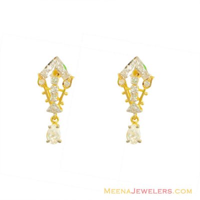 22 Kt Gold Fancy  Signity Earrings ( Signity Earrings )