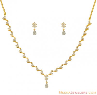 22Kt Signity Necklace Set ( Gold Designer Sets )