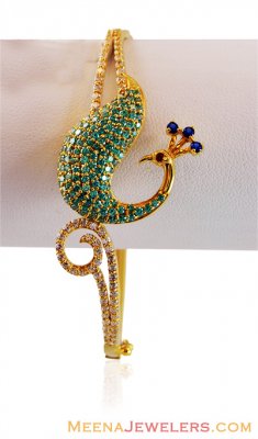 22k Clored Stone Peacock Bangle ( Stone Bangles )