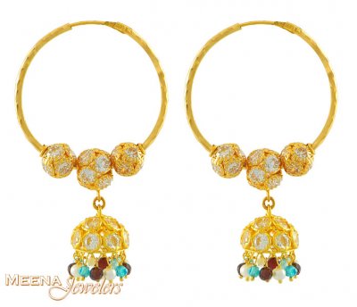 22Kt Gold Chandelier Hoop ( Hoop Earrings )