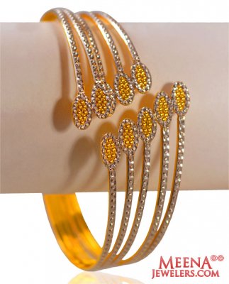 22K Designer Rhodium Kada ( Two Tone Bangles )