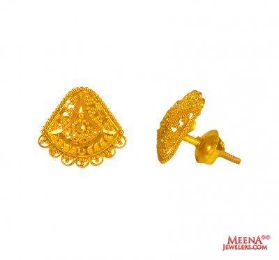 22 kt Gold  Earrings  ( 22 Kt Gold Tops )