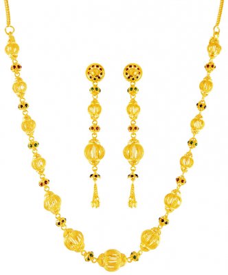 22 Kt Gold Necklace Earring Set ( 22 Kt Gold Sets )