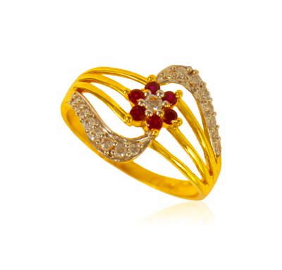 22Kt Gold Cubic Zircon Ring ( Ladies Signity Rings )