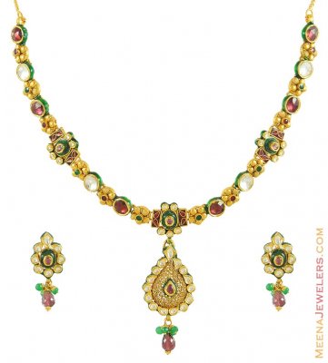 Designer Kundan Antique Set(22k) ( Antique Necklace Sets )