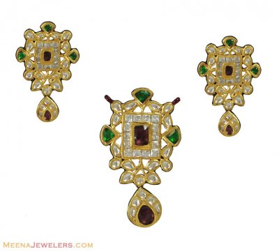 Kundan Pendant Set (22K) ( Antique Pendant Sets )