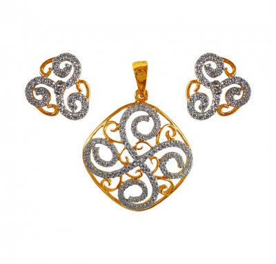 18Karat Gold Diamond Pendant Set ( Diamond Pendant Sets )