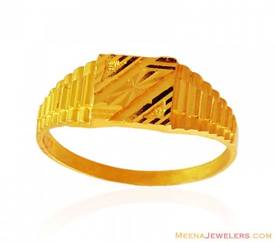 22k Gold Mens Thin Ring ( Mens Gold Ring )