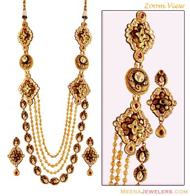 22K Exquisite Antique Necklace Set ( Bridal Necklace Sets )