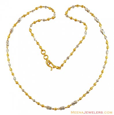 22k Gold Fancy Balls Rhodium Chain ( 22Kt Gold Fancy Chains )