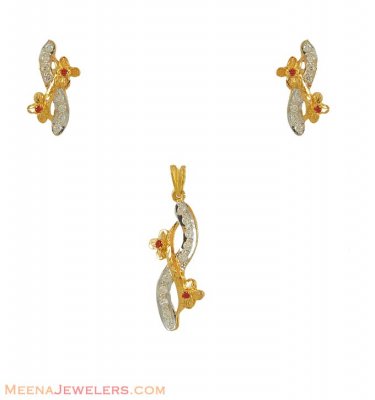 22kt Two Tone Pendant Set ( Fancy Pendant Set )