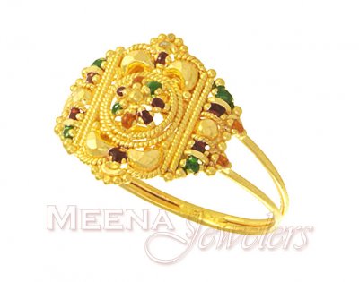 Enamel Paint Gold Ring ( Ladies Gold Ring )