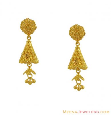 22k Gold Chandelier Earring  ( 22Kt Gold Fancy Earrings )