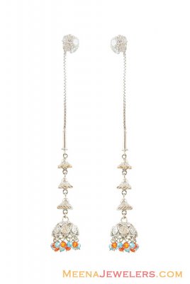 22K White Plated Sui Dhaga Earrings ( Long Earrings )