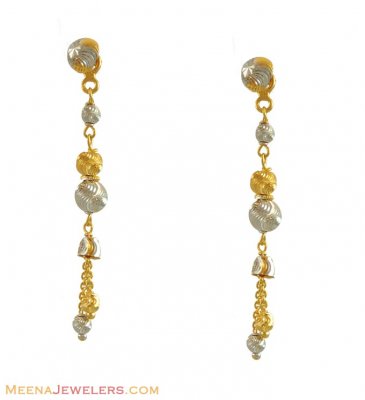 Two Tone Earrings (22K Gold) ( 22Kt Gold Fancy Earrings )