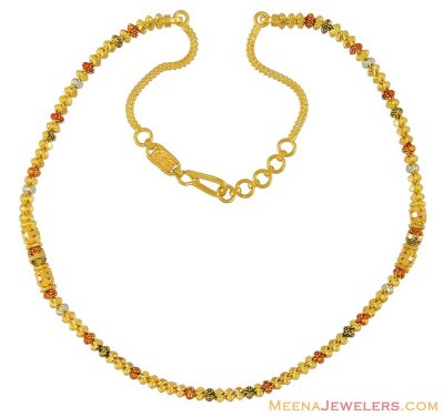 22K Gold 3 tone Chain ( 22Kt Gold Fancy Chains )