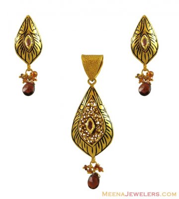 22K Indian Antique Pendant Set ( Antique Pendant Sets )