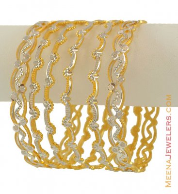 22K Two Tone Bangles Set ( Set of Bangles )