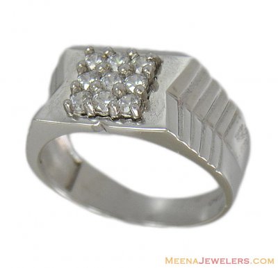 18Kt White Gold Ring  ( Mens Signity Rings )