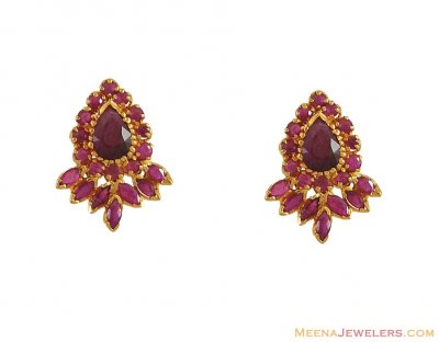 Gold Ruby Earrings ( Precious Stone Earrings )