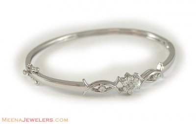 18Kt White Gold Stone Bangle ( Stone Bangles )