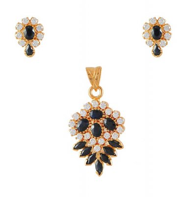 22Kt Gold Sapphire Pendant Set ( Precious Stone Pendant Sets )