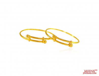 22K Gold Adjustable Kids Kada 2pc ( Baby Bangles )