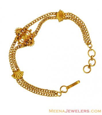 22K Fancy Double Chain Bracelet  ( Ladies Bracelets )