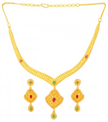 22K Gold Precious Stones Set ( Precious Stone Sets )