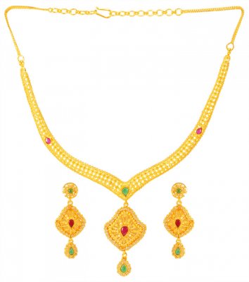 22K Gold Precious Stones Set ( Precious Stone Sets )