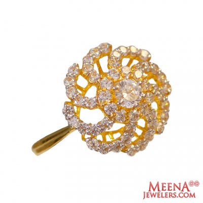 22Kt Gold and CZ Fancy Ring ( Ladies Signity Rings )