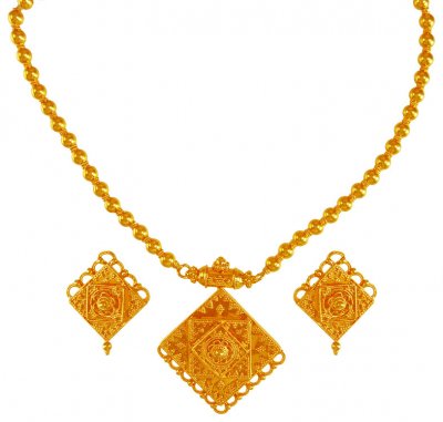 22K Gold Necklace Earring Set ( 22 Kt Gold Sets )